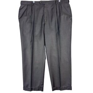 Jos‎ A Bank Dress Pants Mens 43R Gray Wool Silk Pleated Cuffed Trousers 43x28